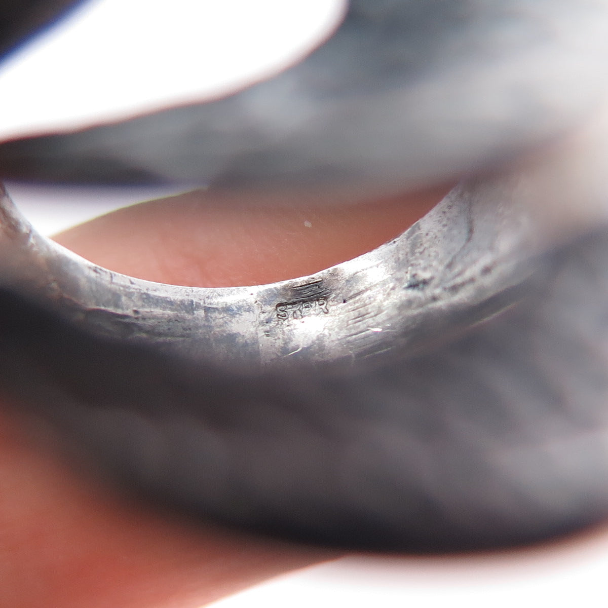 925 Sterling Silver Vintage Modernist Oxidized Ring Size 4.75