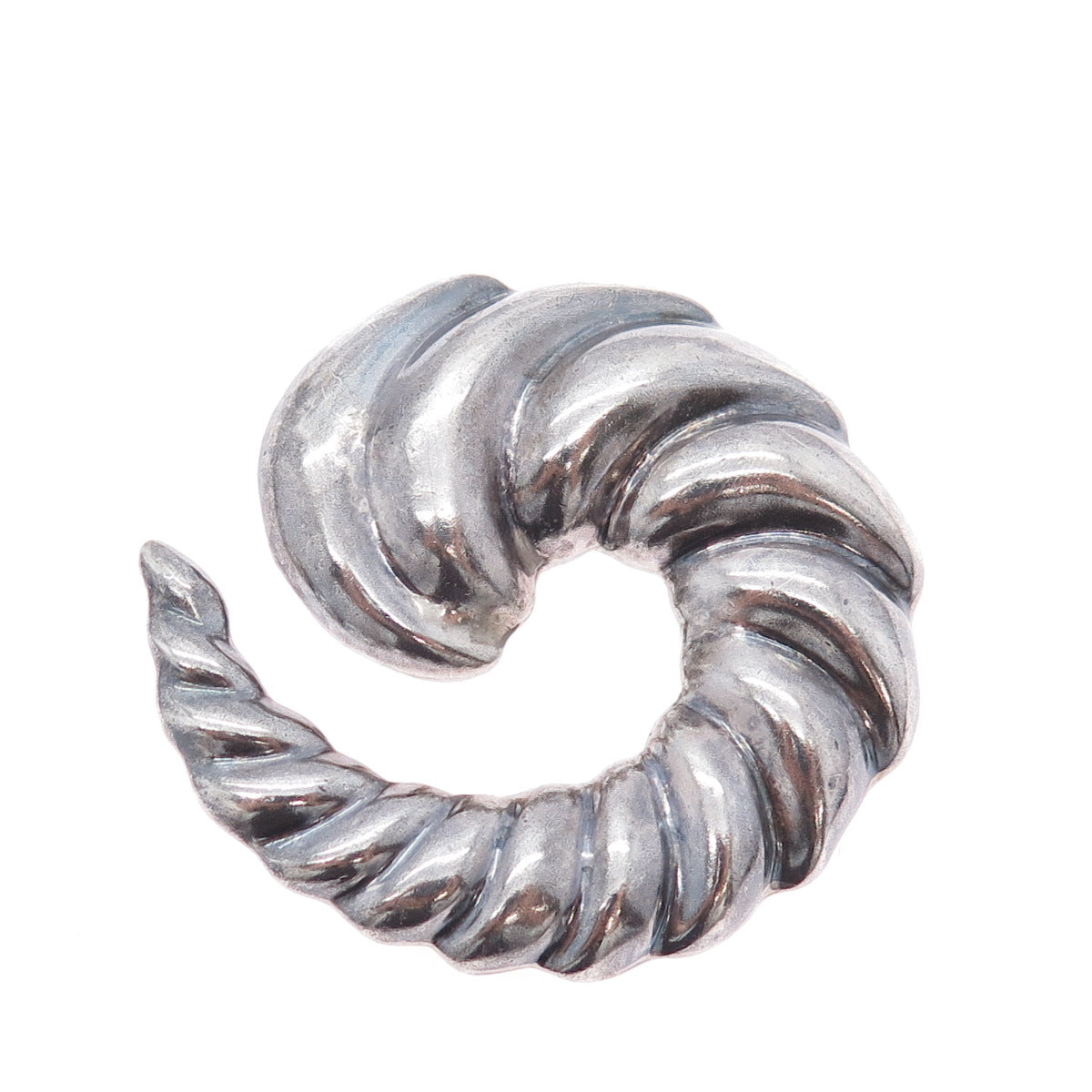 925 Sterling Silver Vintage Mexico Modernist Swirl Oxidized Pin Brooch / Pendant