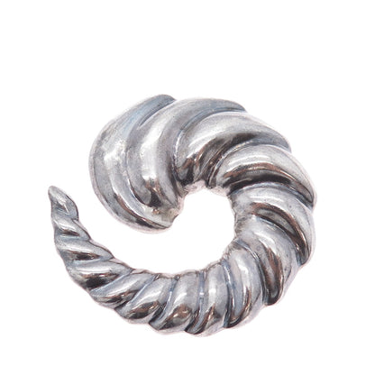 925 Sterling Silver Vintage Mexico Modernist Swirl Oxidized Pin Brooch / Pendant