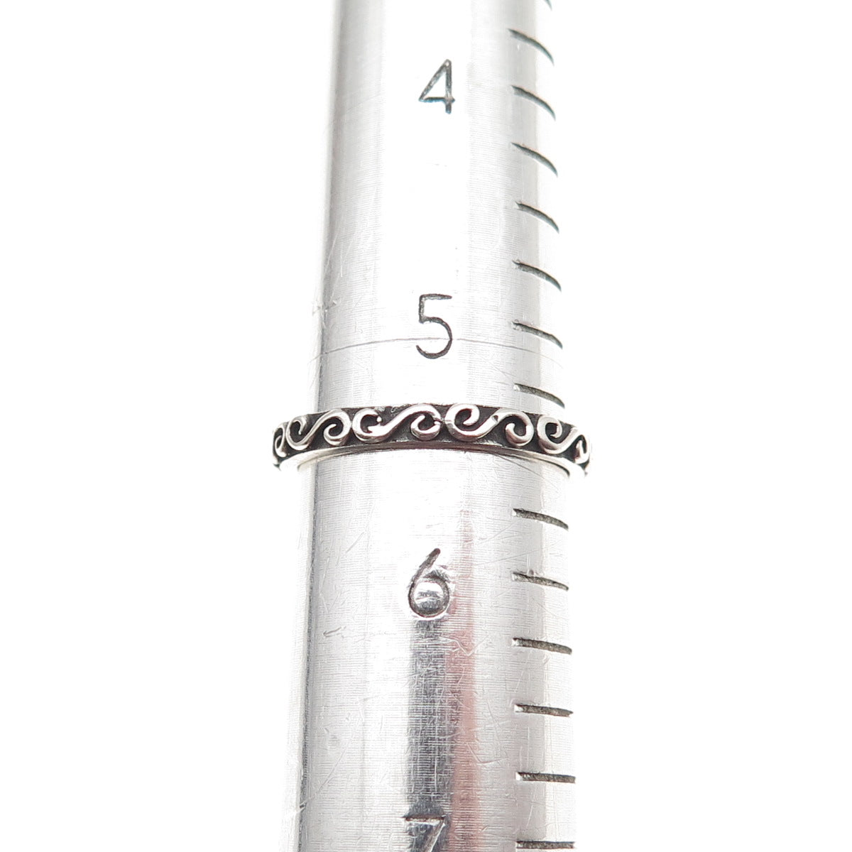 925 Sterling Silver Vintage Swirl Oxidized Band Ring Size 5.5