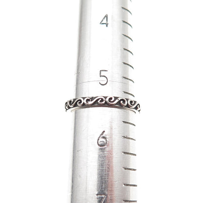 925 Sterling Silver Vintage Swirl Oxidized Band Ring Size 5.5