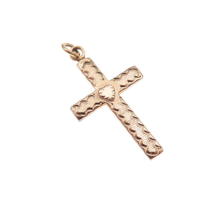 Henry F. Barrows 1/20 12K Gold Filled Antique Art Deco Heart Cross Charm Pendant
