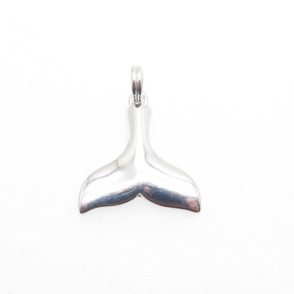 925 Sterling Silver Vintage Whale Tale Minimalist Charm Pendant