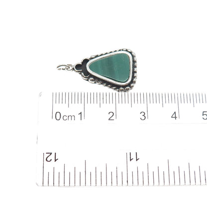 Old Pawn 925 Sterling Silver Vintage Southwestern Malachite Tribal Charm Pendant
