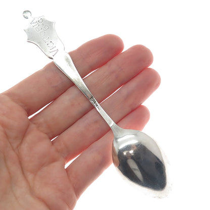 CARON BROS. 925 Sterling Silver Antique Canada Enamel Maple Leaf Coffee Spoon