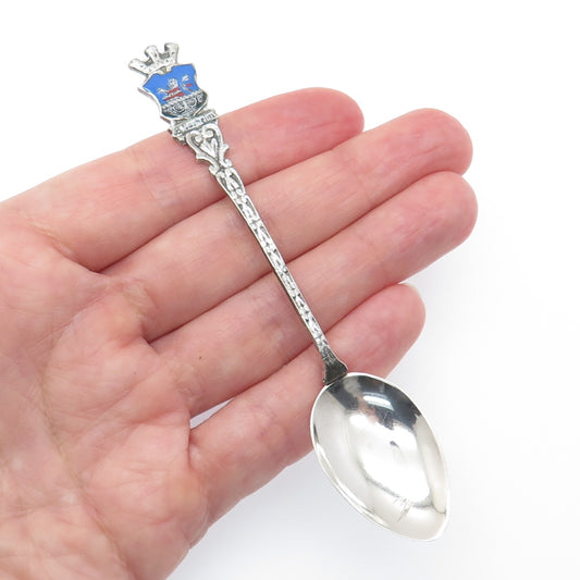 835 Silver Vintage Germany Enamel Bad Nauheim Coat of Arms Coffee Spoon