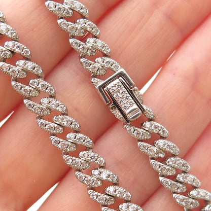 925 Sterling Silver Round-Cut C Z Cuban Chain Necklace 16"