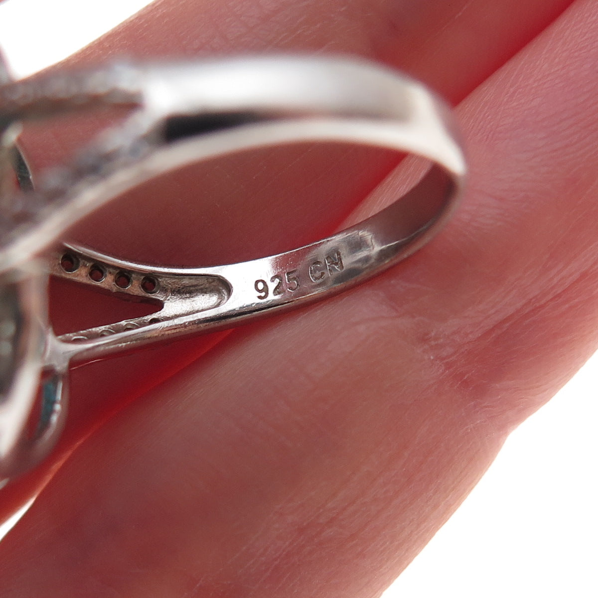925 Sterling Silver Blue & White C Z Ring Size 7.25