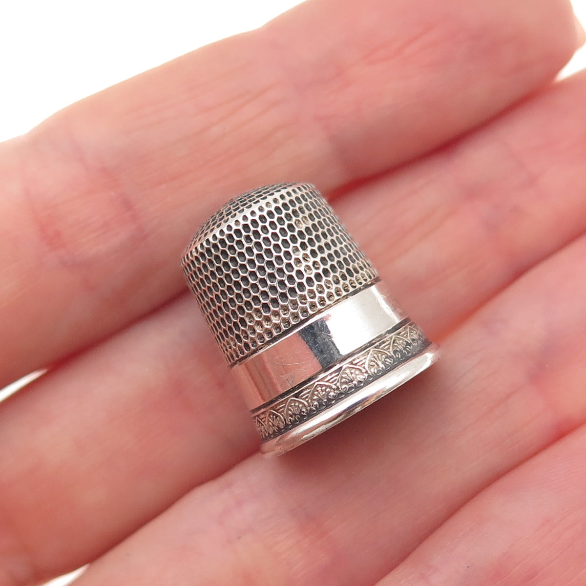 Simons Bros 925 Sterling Silver Antique Art Deco Sewing Thimble Size 8