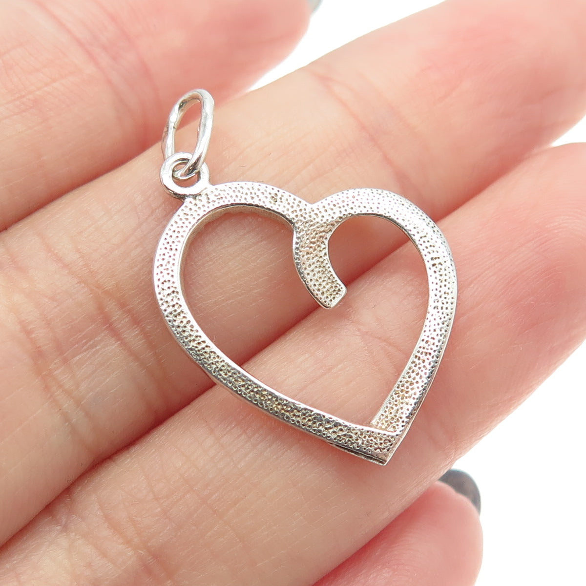 925 Sterling Silver Vintage Rhinestone Heart Charm Pendant