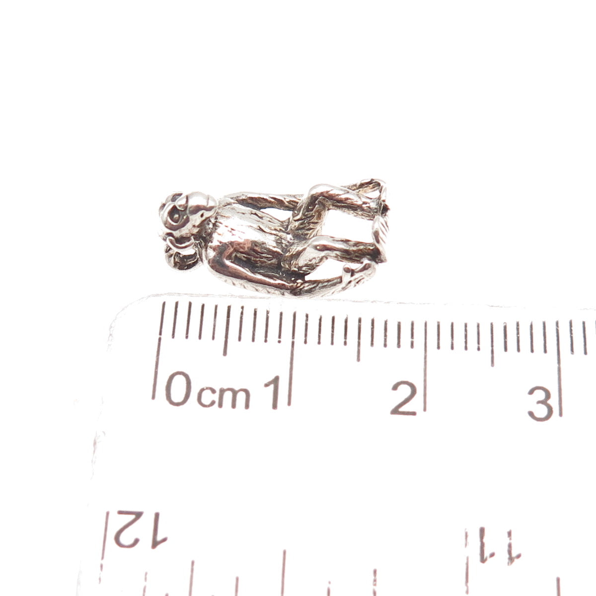 925 Sterling Silver Vintage Monkey Oxidized 3D Mini Charm Pendant