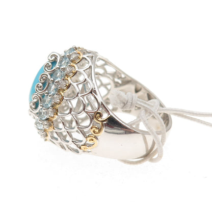 Michael Valitutti Gems En Vogue 925 Sterling Turquoise Blue Topaz Ring Size 7.75