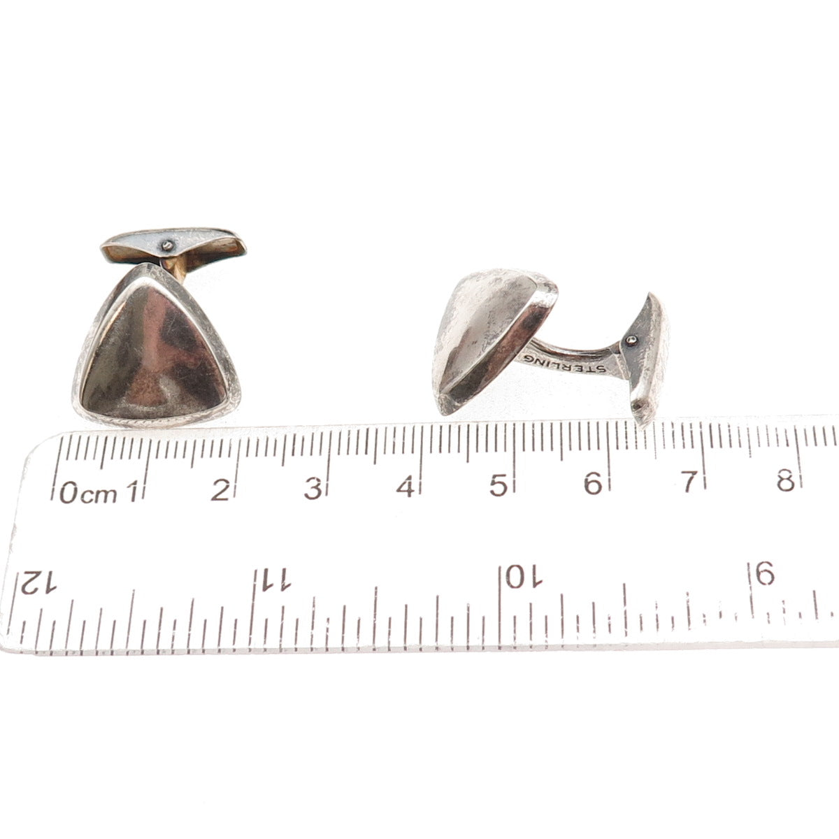 Kupittaan Kulta 925 Sterling Silver Vintage Finland Modernist Triangle Cufflinks