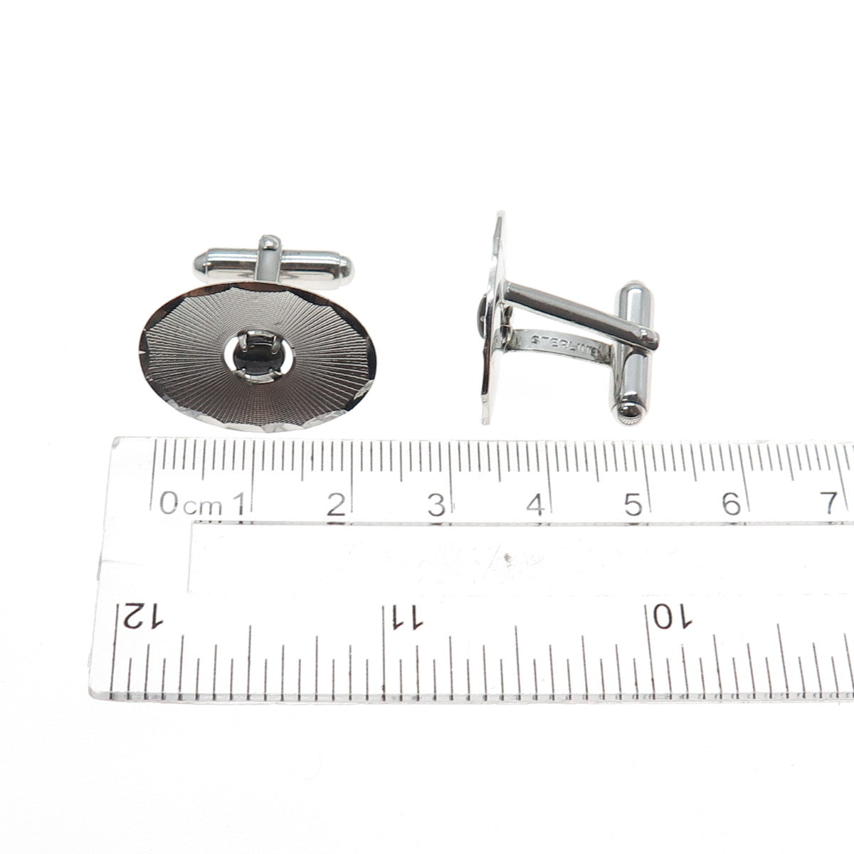 ANSON 925 Sterling Silver Antique Art Deco Real Black Sapphire Cufflinks