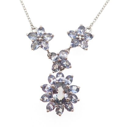 Chuck Clemency 925 Sterling Silver Real Tanzanite Cable Chain Necklace 18"