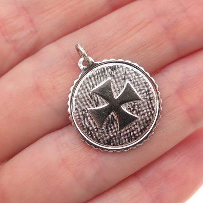 Elco 925 Sterling Silver Vintage Maltese Cross Charm Pendant