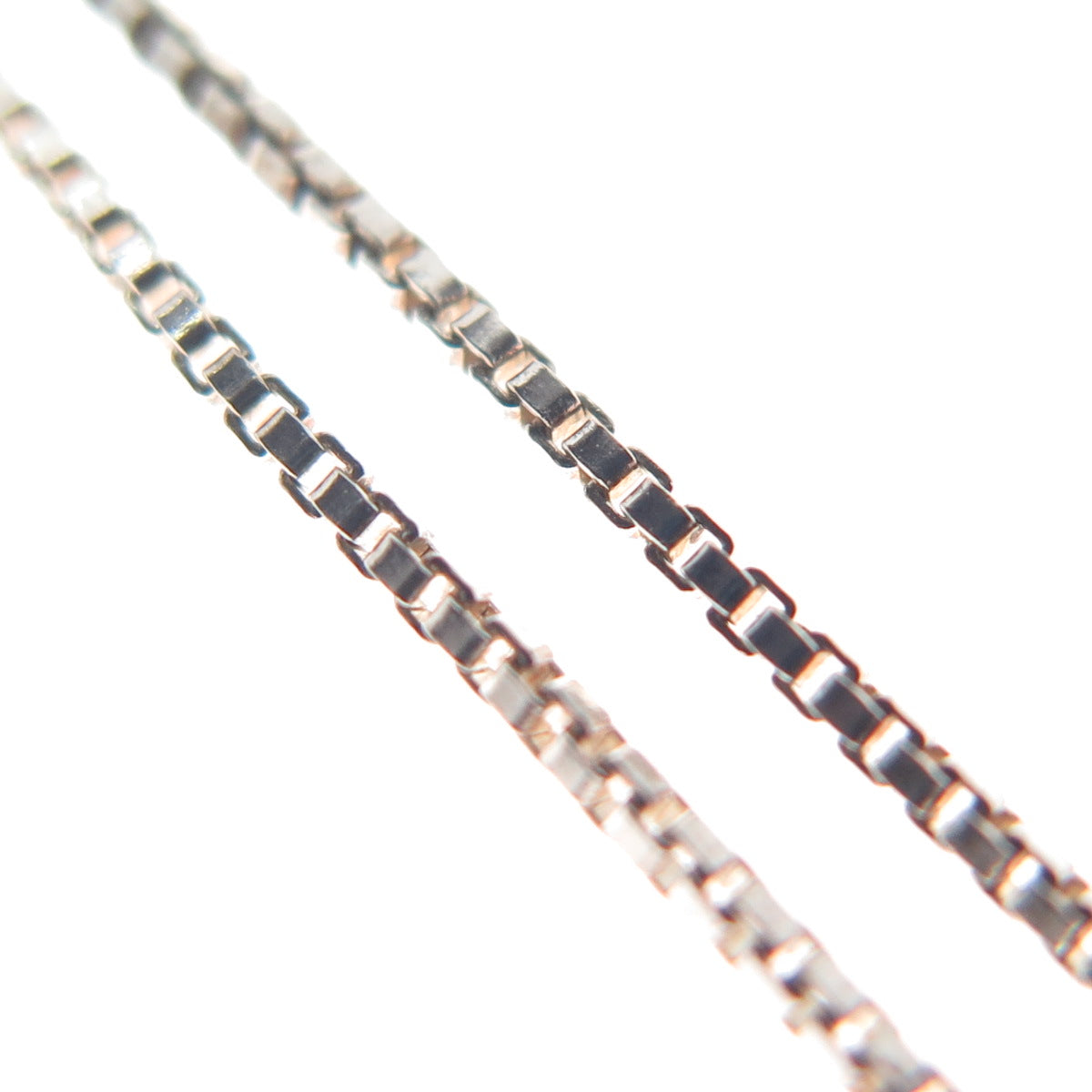 CFJ Collins Fine Sterling Silver Vintage Ornate Oxidized Box Chain Necklace 18"