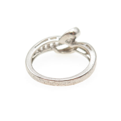 SUN 925 Sterling Silver Real Round-Cut Graduated White Topaz Ring Size 7
