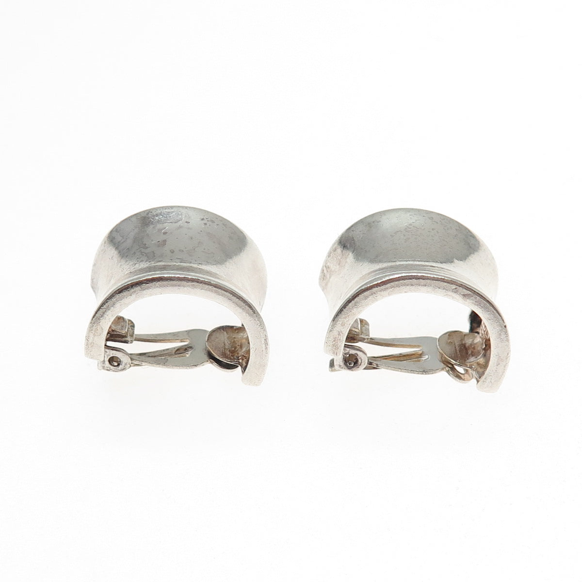 CHAPAL ZENRAY 925 Sterling Silver Vintage Modernist Half Hoop Clip On Earrings