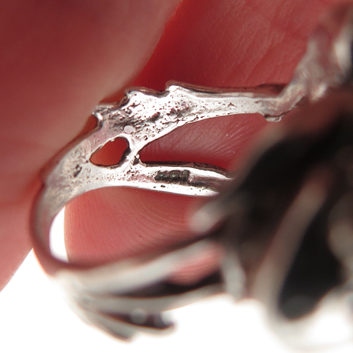 925 Sterling Silver Vintage Enamel Frog Good Luck Oxidized Ring Size 6