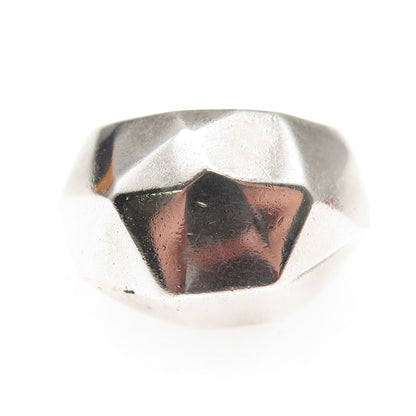 925 Sterling Silver Vintage Modernist Oxidized Dome Ring Size 9.25