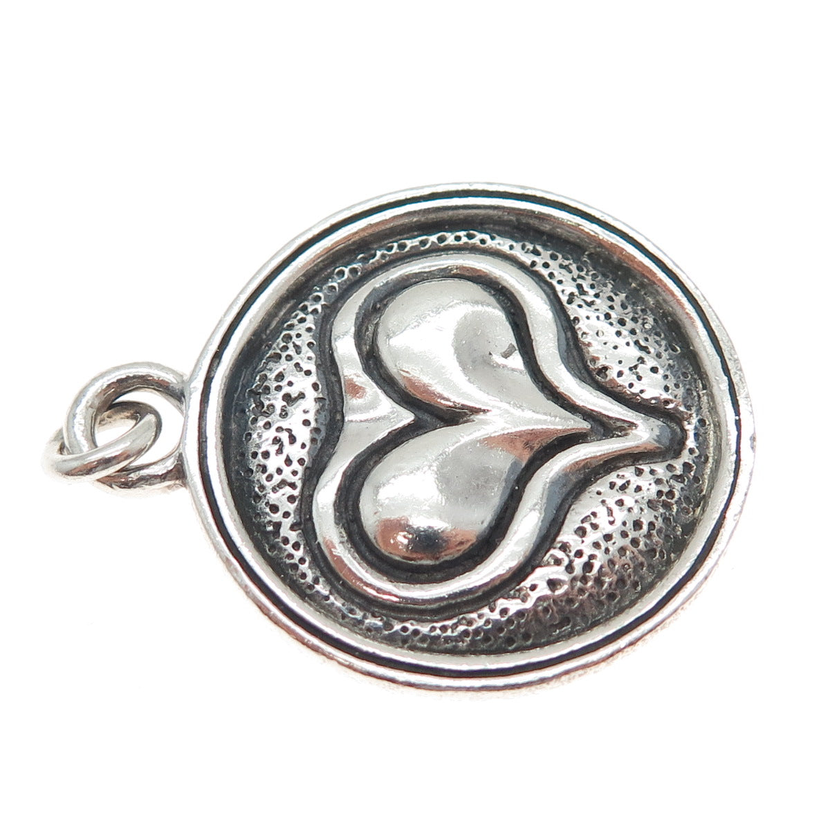 EXEX by Claudia Agudelo 925 Sterling Silver Vintage Heart Oxidized Charm Pendant