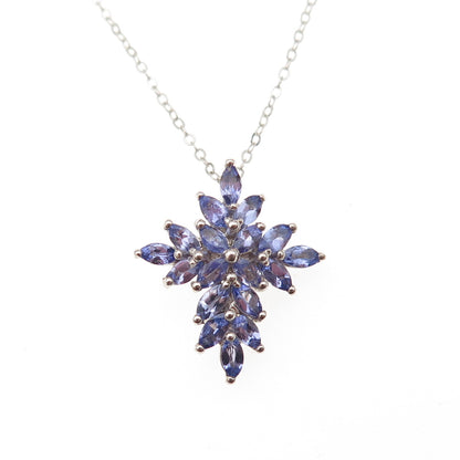 Chuck Clemency 925 Sterling Silver Real Tanzanite Cross Cable Chain Necklace 20"