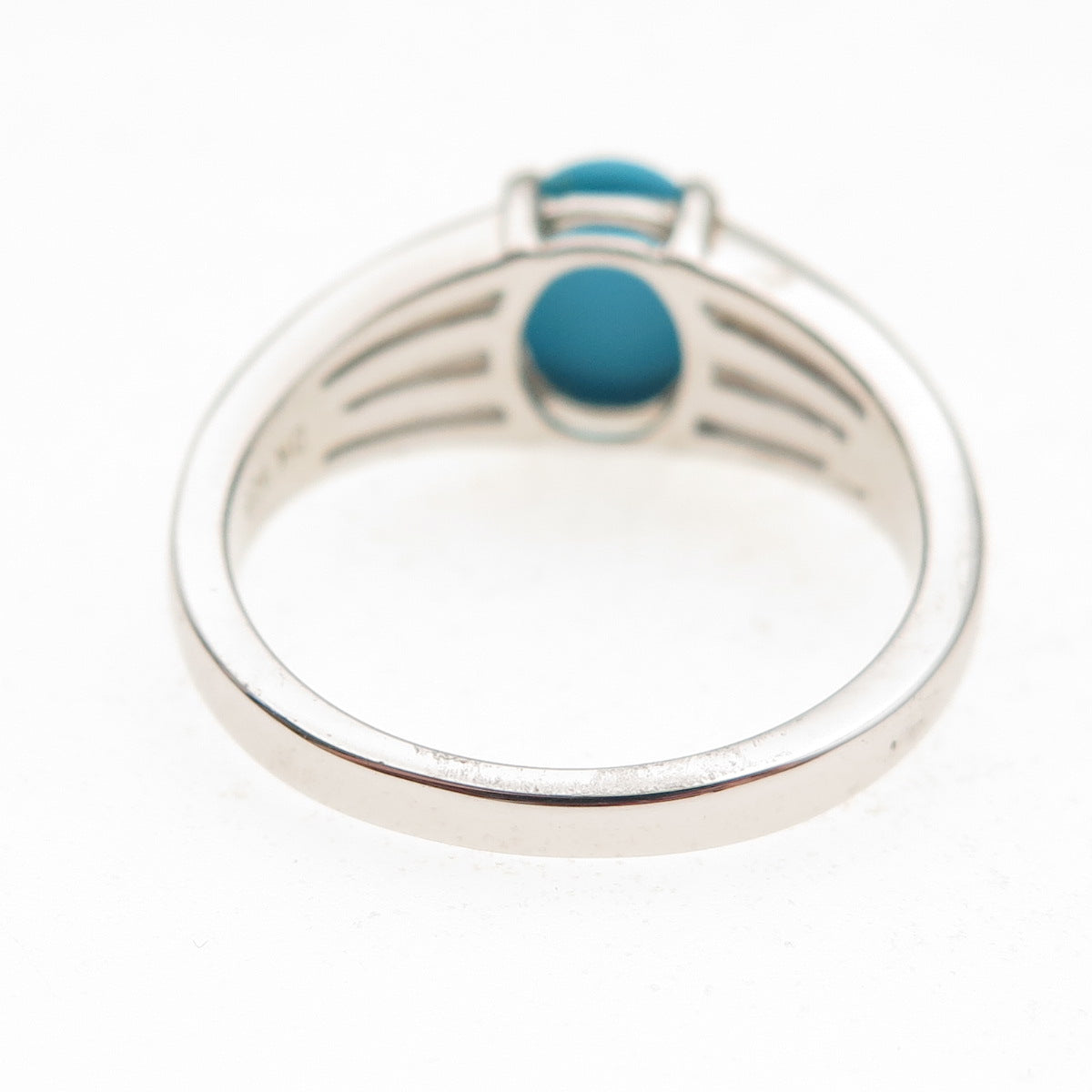 925 Sterling Silver Real Cabochon Sleeping Beauty Turquoise Ring Size 8