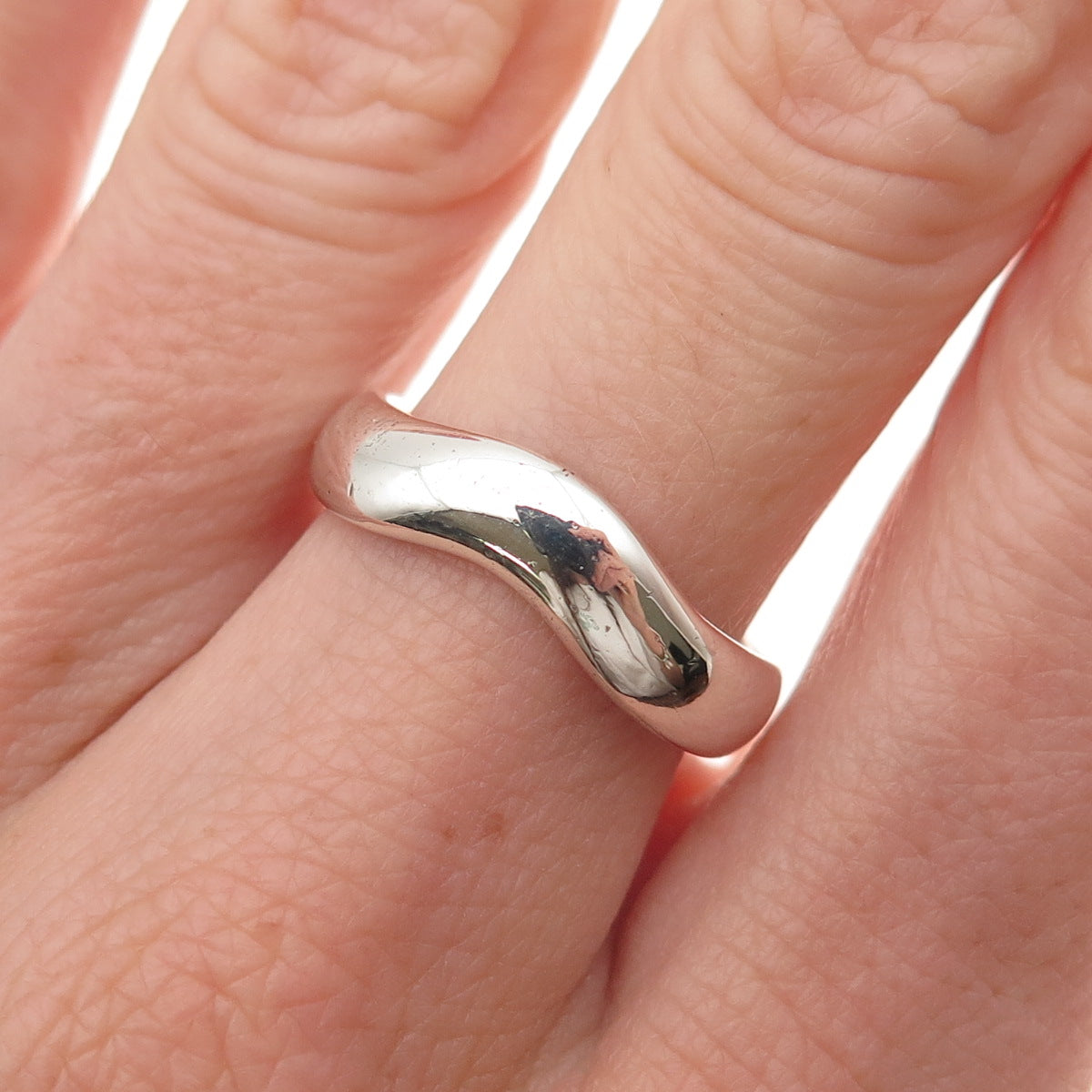 Tiffany & Co. Elsa Peretti 925 Sterling Silver Vintage Wavy Band Ring Size 6.5