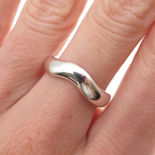Tiffany & Co. Elsa Peretti 925 Sterling Silver Vintage Wavy Band Ring Size 6.5