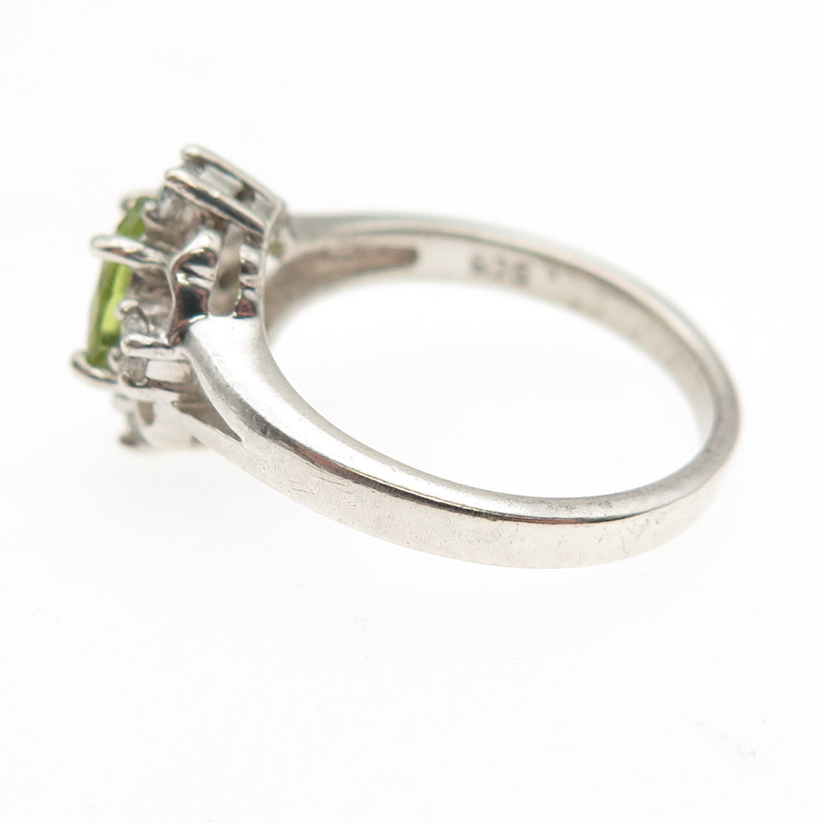 RJ GRAZIANO 925 Sterling Silver Vintage Real Peridot & C Z Ring Size 6