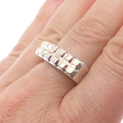 18K Gold 925 Sterling Silver Vintage Modernist Ring Size 8