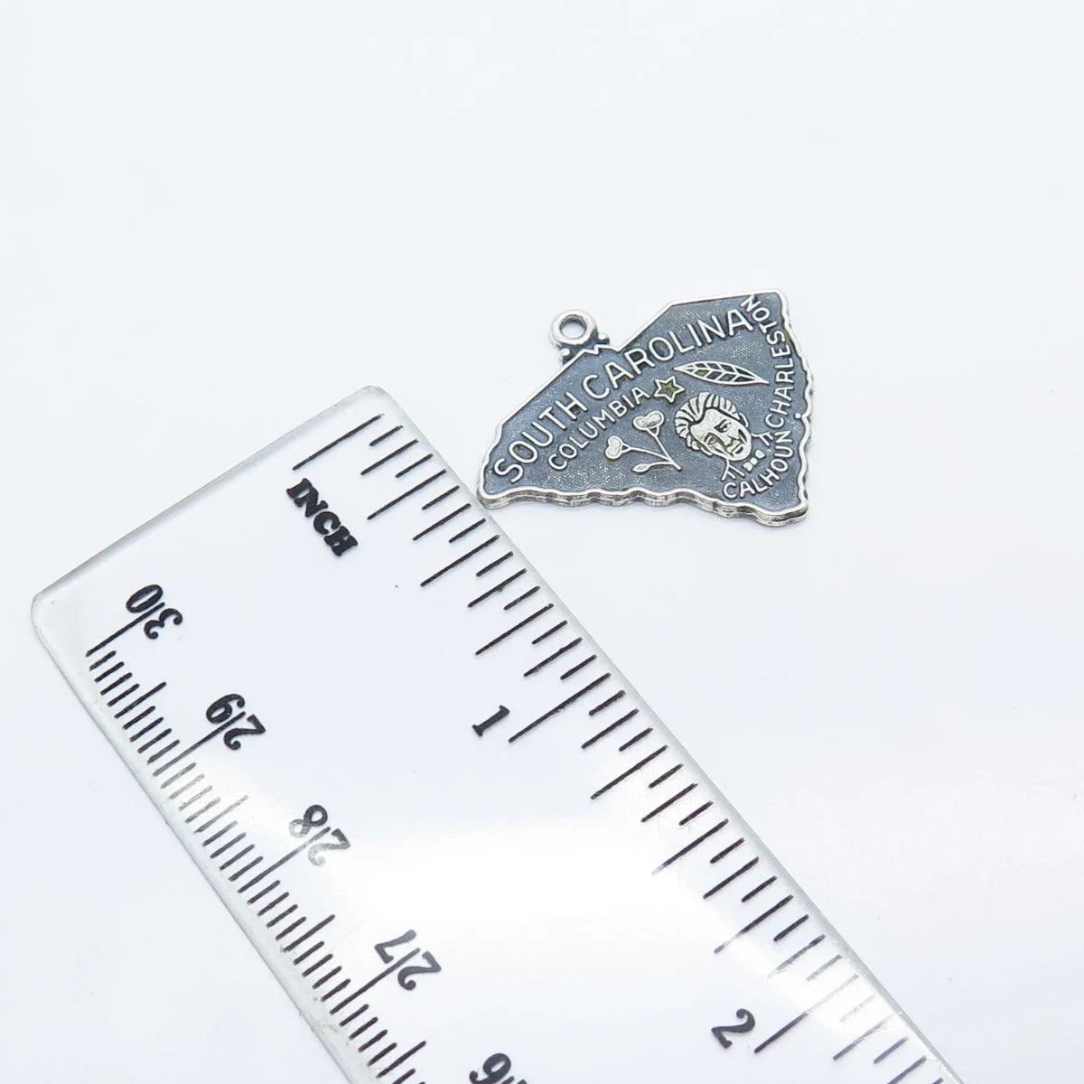 925 Sterling Silver Vintage JMF "South Carolina" State Map Pendant