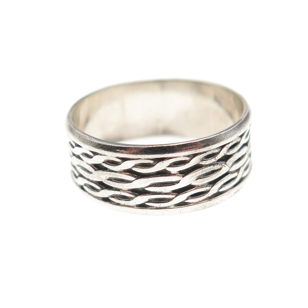 925 Sterling Silver Vintage Infinity Woven Oxidized Band Ring Size 7