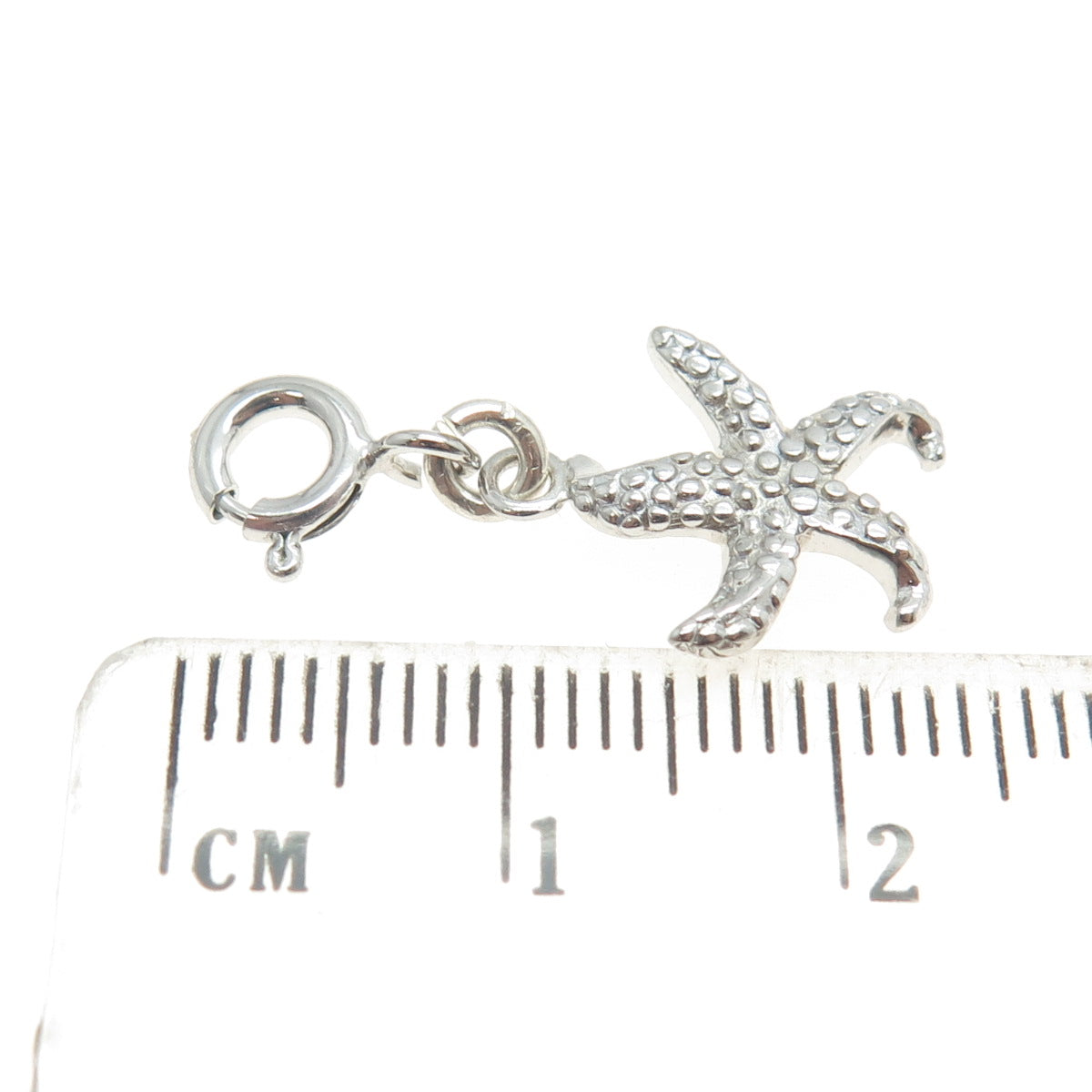925 Sterling Silver Pave C Z Starfish Charm Pendant