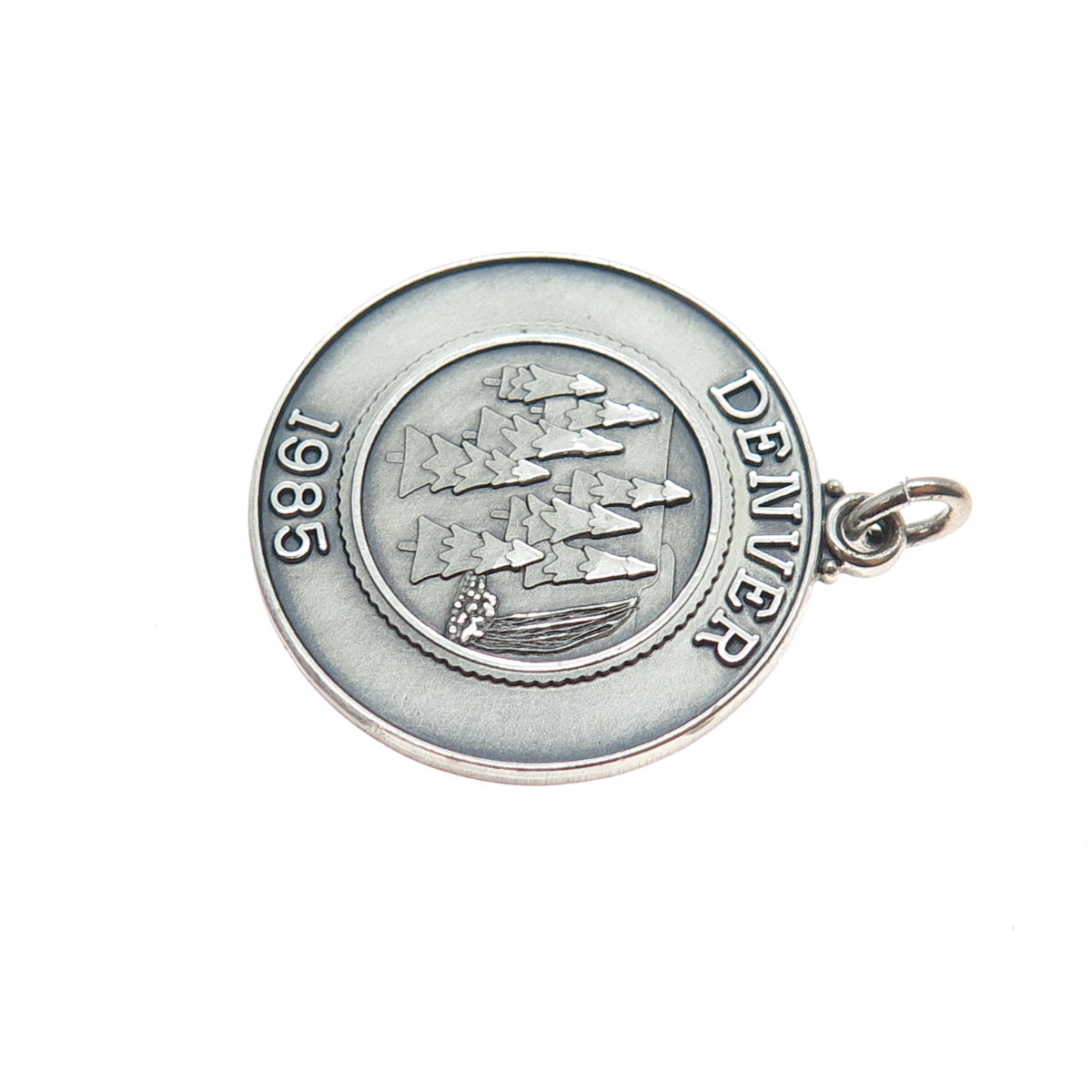 O.C. TANNER 925 Sterling Silver Vintage 1985 Denver Oxidized Charm Pendant