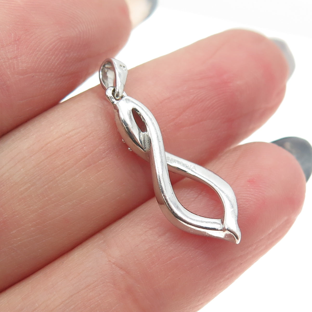 925 Sterling Silver Real Diamond Accent Infinity Pendant