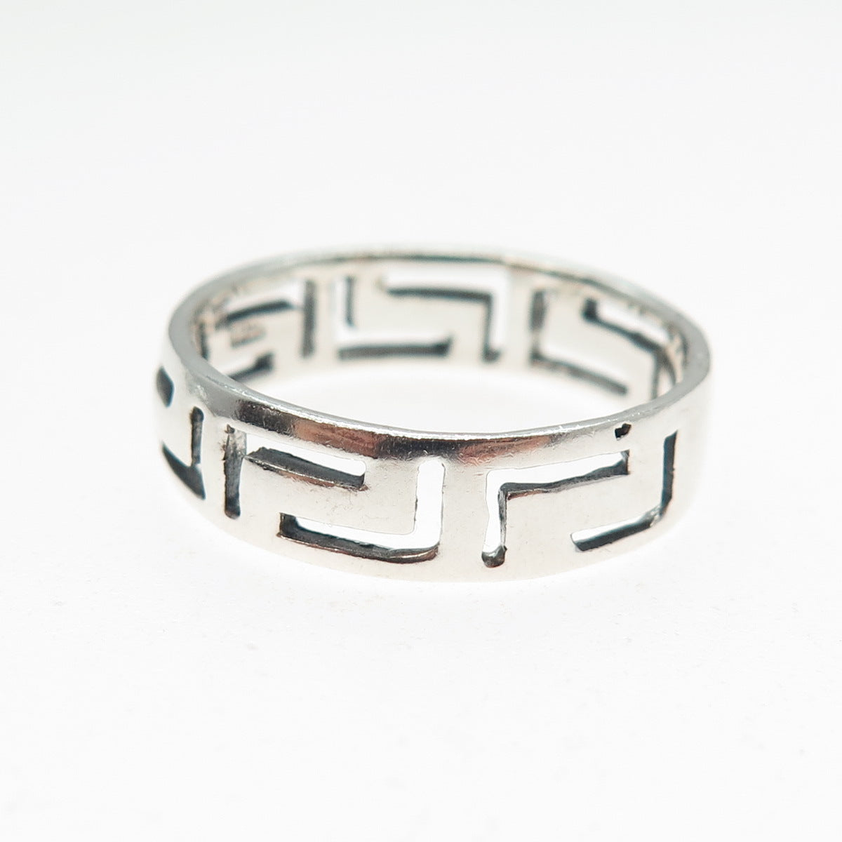 925 Sterling Silver Vintage Greek Maze Band Ring Size 10.75