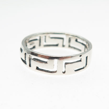 925 Sterling Silver Vintage Greek Maze Band Ring Size 10.75