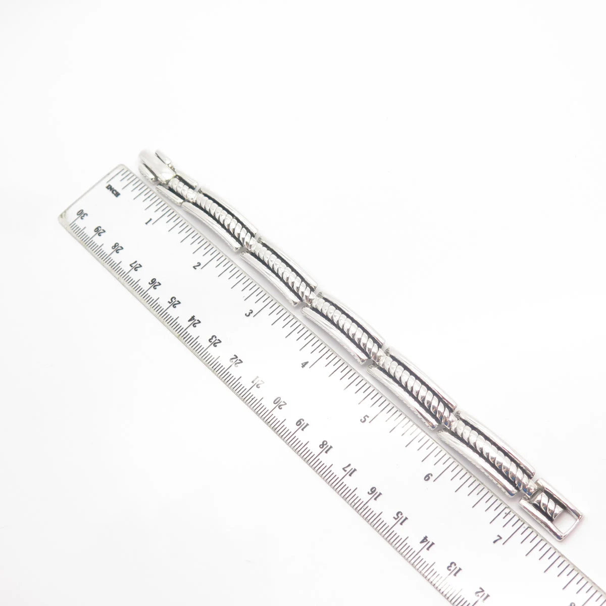 925 Sterling Silver Vintage Twisted Panel Link Bracelet 7 1/4"