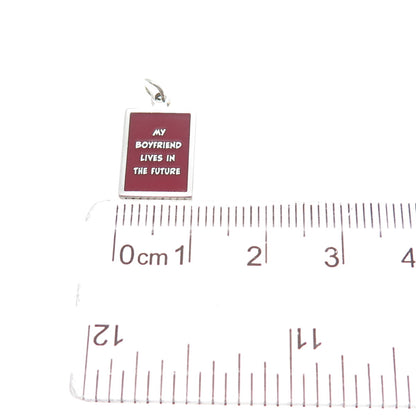 925 Sterling Enamel My Boyfriend Lives In The Future Minimalist Charm Pendant