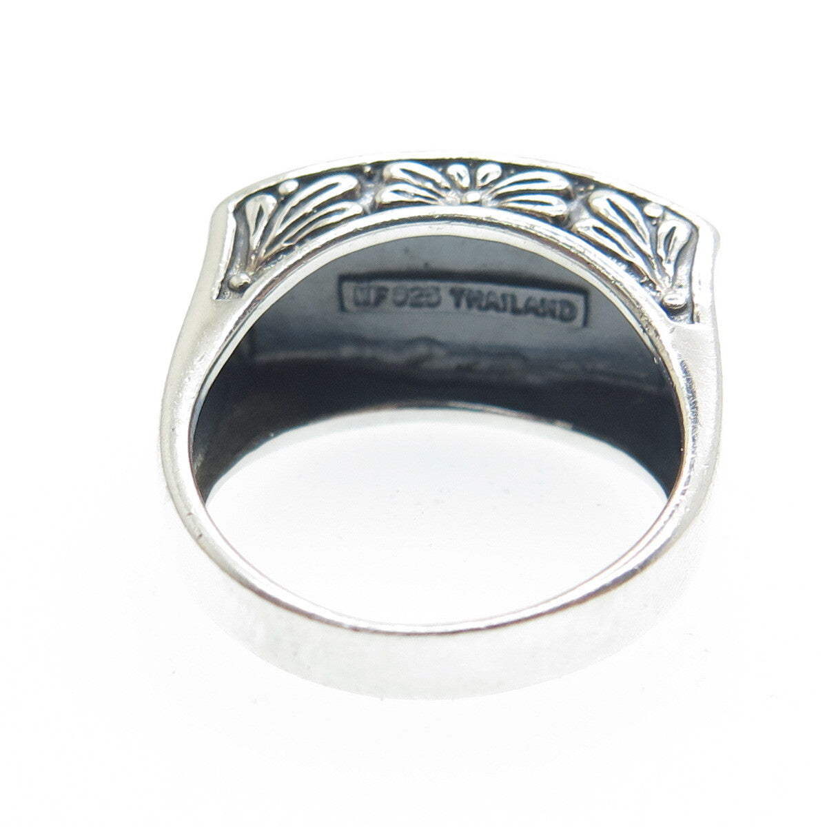 CHAPAL ZENRAY 925 Sterling Silver Vintage Real Cream Mother-of-Pearl Ring Size 7