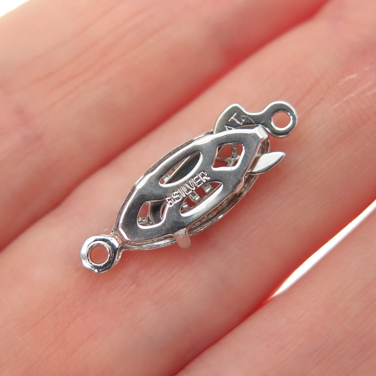 925 Sterling Silver Vintage Oxidized Bracelet / Necklace Hook Box Lock Clasp