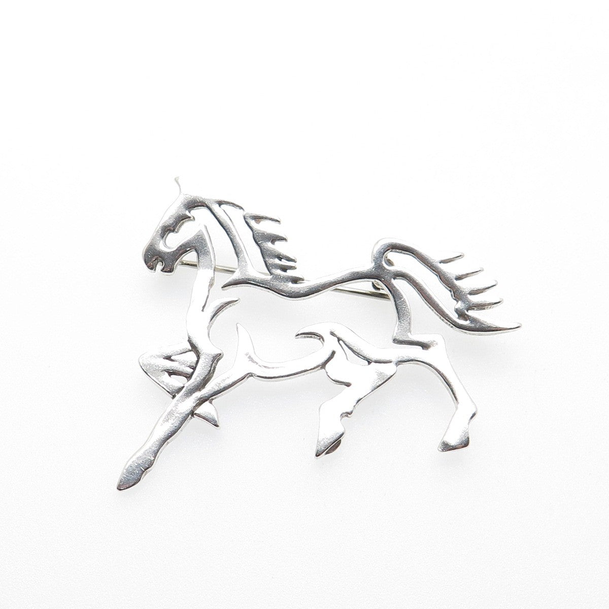 GLENN & IRENE SANDOVAL NAVAJO Old Pawn 925 Sterling Silver Vintage Horse Brooch