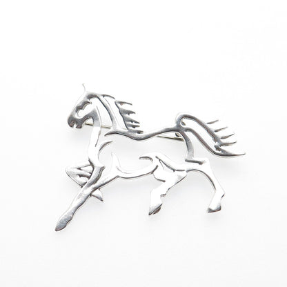 GLENN & IRENE SANDOVAL NAVAJO Old Pawn 925 Sterling Silver Vintage Horse Brooch