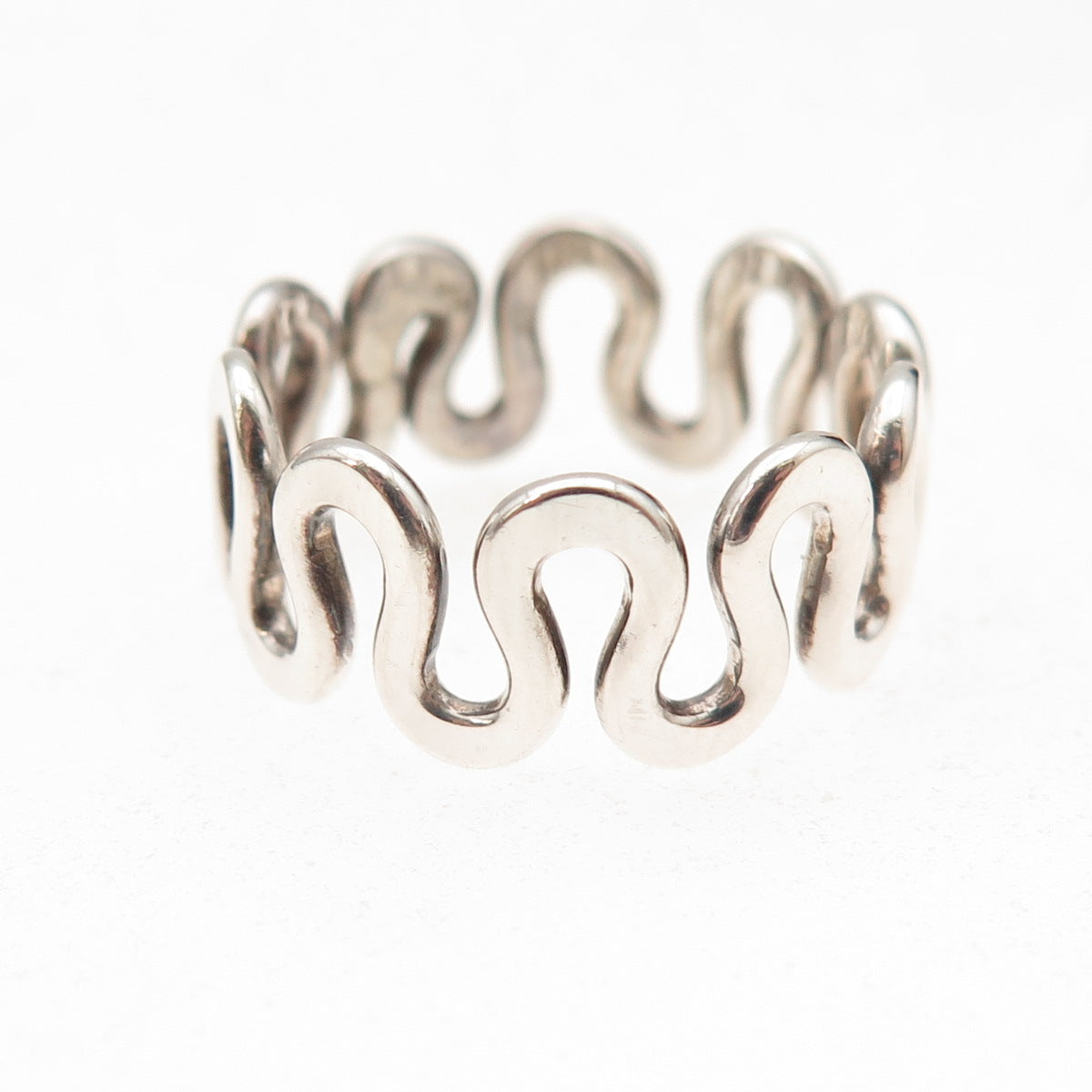 925 Sterling Silver Vintage Zig Zag Oxidized Ring Size 7.25