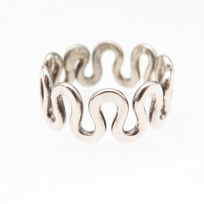 925 Sterling Silver Vintage Zig Zag Oxidized Ring Size 7.25