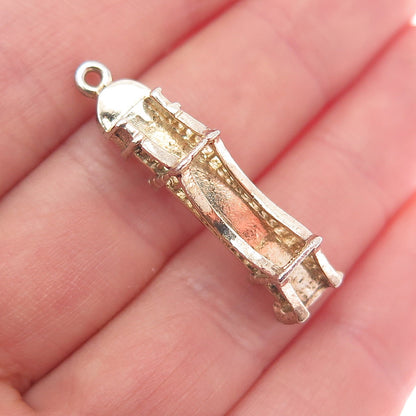 925 Sterling Silver Gold Plated Vintage Golden Gate 3D Charm Pendant