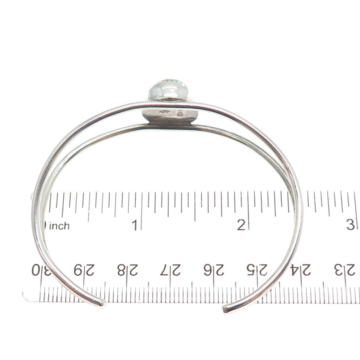 JACK TOM NAVAJO Old Pawn Sterling Peacock Turquoise Adjustable Bracelet 6.25"