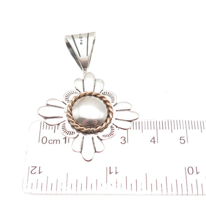 925 Sterling Silver 2-Tone Vintage Southwestern Cross Charm Pendant